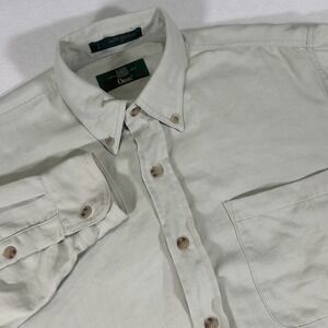 Orvis Mens Medium Green Long Sleeve Button Up Made In‎ Hong Kong Fishing Shirt